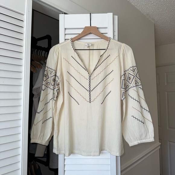 Madewell ‘Embroidered Peasant Top’ in Antique Cream - Picture 2 of 7